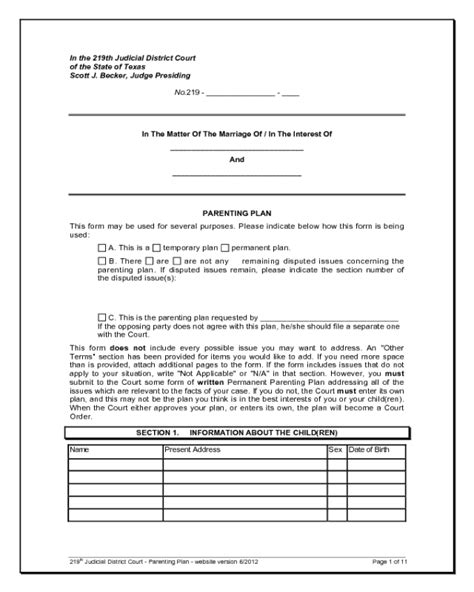 Texas Pta Plan Of Work Template