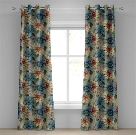 Ambesonne Floral Design Grommet Curtain Autumnal Flowers Boho 50x108