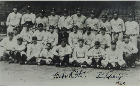 Coach S Corner Babe Ruth Lou Gehrig Dual Signed 1928 Yankees Photo