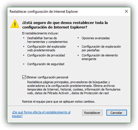 Cómo restablecer la configuración por defecto de Internet Explorer