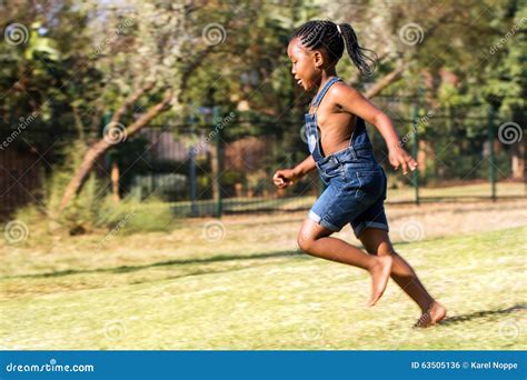 Side View of African Kid Running in Park. Stock Photo - Image of casual ...