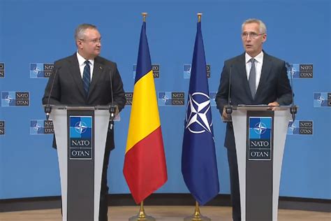 Jens Stoltenberg și Nicolae Ciucă conferință de presă la NATO Lumea