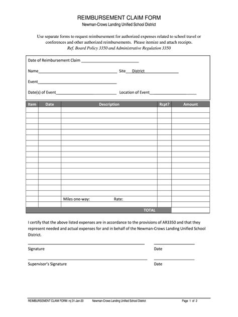 Fillable Online Reimbursement Claim Form AWS Fax Email Print PdfFiller