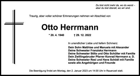 Traueranzeigen Von Otto Herrmann Trauer Flz De