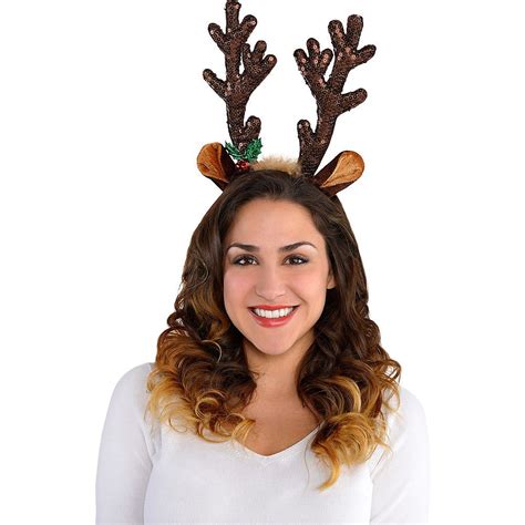 Sequin Reindeer Antlers Headband Image 2 Antler Headband Reindeer