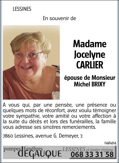 Jocelyne Carlier 02 03 2023 Avis Nécrologique