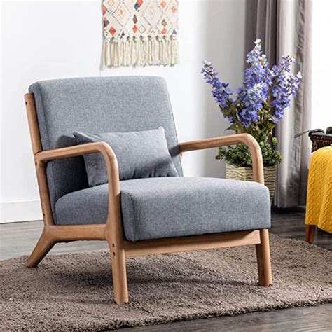 Anjhome Mid Century Modern Accent Chair Single Fabric Lounge Reading