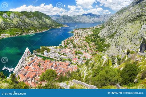 Panoramic View of Kotor Bay Stock Photo - Image of architecture ...