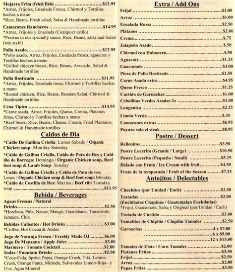 Menu At El Lucerito Restaurant San Rafael