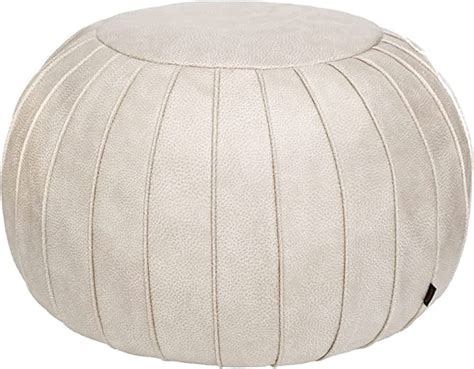 Thgonwid Handmade Suede Pouf Footstool Ottoman Faux Leather Poufs X