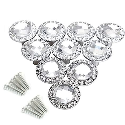 10 PCS Bouton de Porte Ronde 30mm Poignée Cristal Scintillant Strass