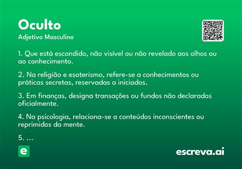 O Que Significa Oculto - Oculto - Significado e Sinônimo - escreva.ai
