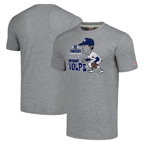 Men's New York Yankees Anthony Volpe Homage Gray Caricature T-Shirt