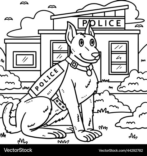 Police dog coloring page for kids Royalty Free Vector Image