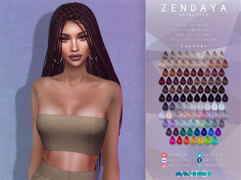 The Sims Resource - [Patreon] Zendaya Hairstyle | Sims hair, Sims 4 ...