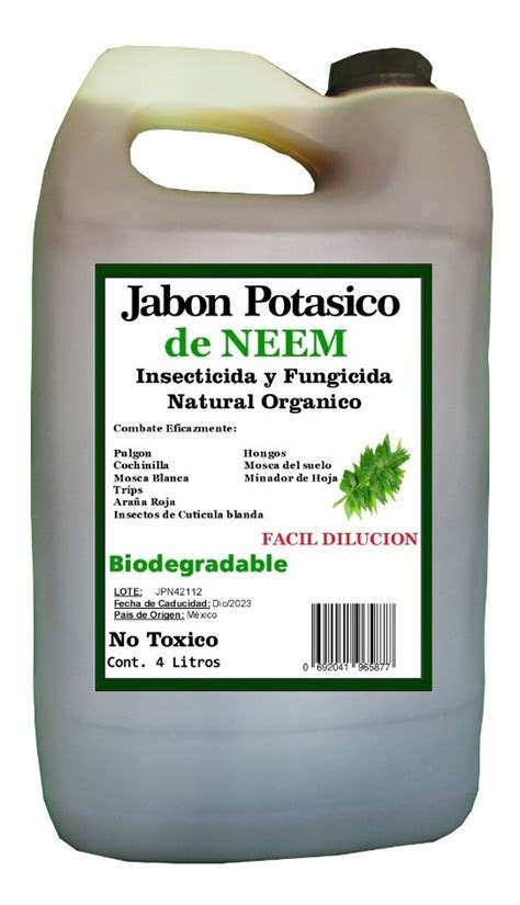 Jabon Potasico De Neem 4lt 50 Facil Dilucion Insecticida Envío gratis