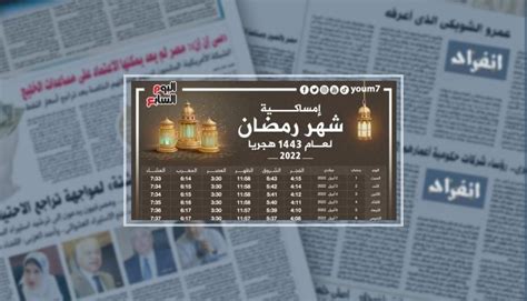 إمساكية شهر رمضان 2022 اعرف موعد الإفطار وساعات الصيام طوال الشهر