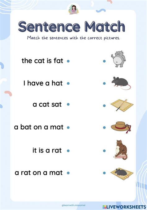 Phonics Cvc At Sentence Match Worksheet Live Worksheets