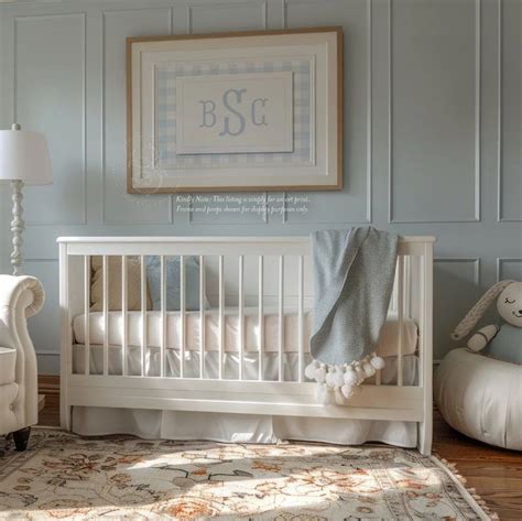 Blue Gingham Wall Art For Nursery Printed Monogram Boy Room Decor Baby