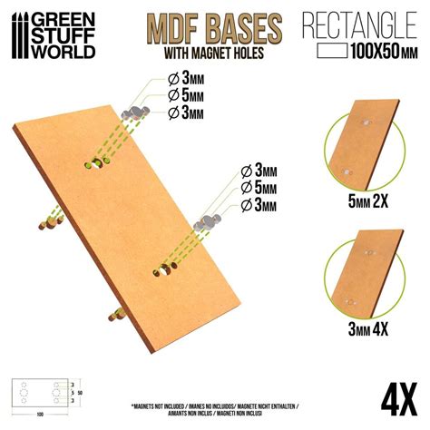 4x Mdf Bases Rectangle 100x50mm Thickness 3mm Basing Laser Wargames