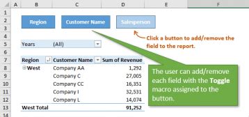 Macro Buttons To Add Fields To Pivot Tables Excel Campus