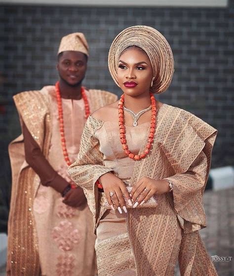 Rose Gold Damask Asooke African Couple Outfit African Wedding Etsy Uk