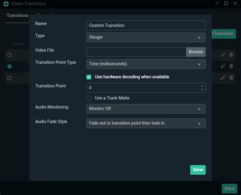 Cómo agregar transiciones personalizadas en Streamlabs OBS Insider s