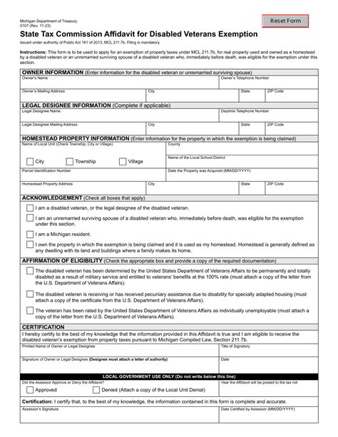 Form 5107 Download Fillable Pdf Or Fill Online State Tax Commission Affidavit For Disabled