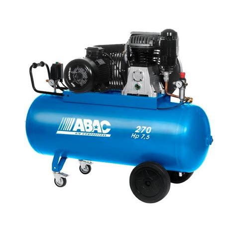 ABAC Compresseur pistons bi étagés 400V Tri 270 L 54m3 h 75 CV roues