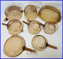 Vintage 14 Pc Corning Ware Visions Pyrex Pans Lids Skillet Cookware