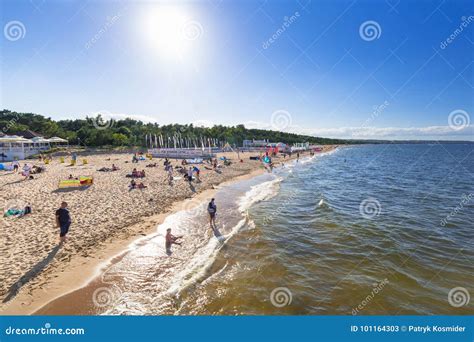 People on the Sunny Beach of Baltic Sea in Gdansk Editorial Stock Photo ...