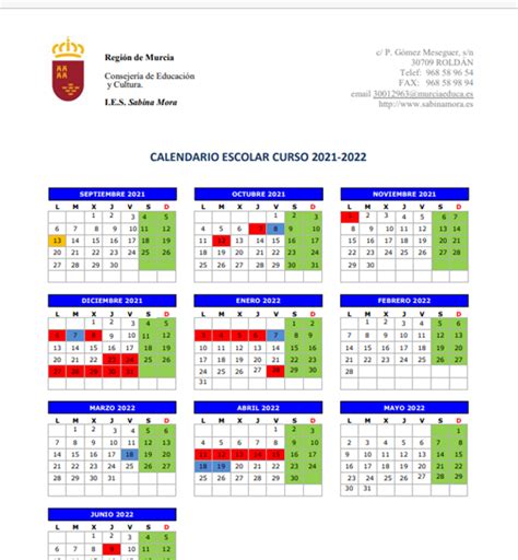 Ampa Ies Sabina Mora Roldan Calendario Escolar Curso 20212022