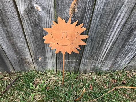 Smiling Sun Garden Stake / Sun Metal Garden Stake / Sun Yard - Etsy