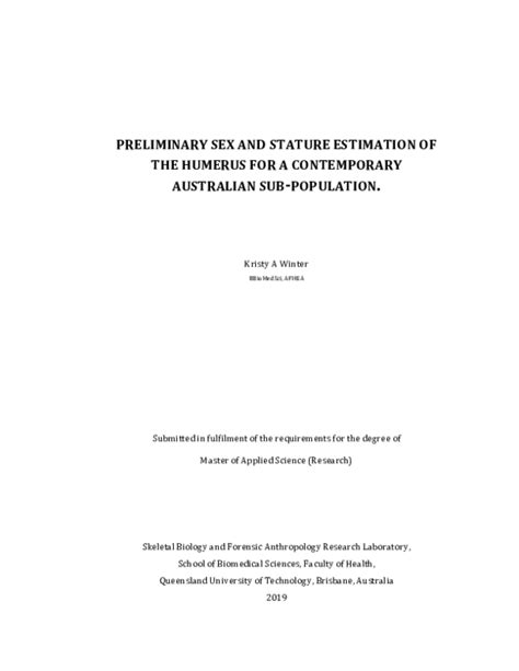 Pdf Preliminary Sex And Stature Estimation Of The Humerus For A