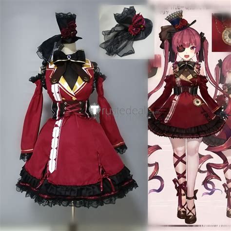 Vtuber Virtual Youtuber Houshou Marine Captain Pirate Gothic Lolita Red