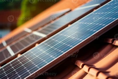 Ai Generiert Solar Panel Batterie Rot Dach Haus Sonne Energie Modern