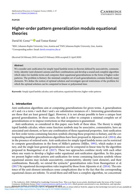 Pdf Higher Order Pattern Generalization Modulo Equational Theories