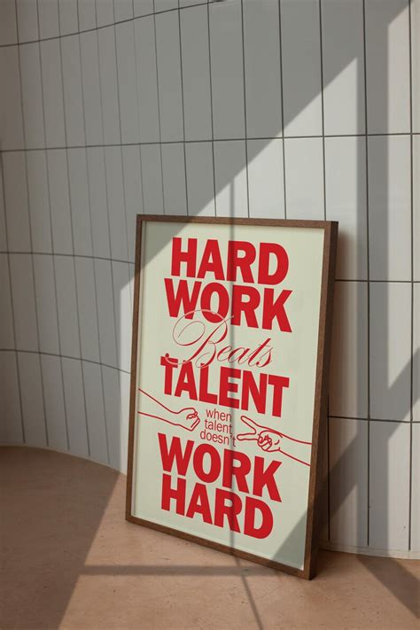 Work Hard Motivational Poster, Creative Quote, Retro Red Wall Art ...