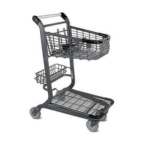 Versacart Double Basket Black Metal Express Shopping Cart With Rear