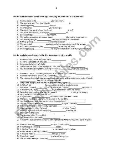 affixes - ESL worksheet by walkeronthedge