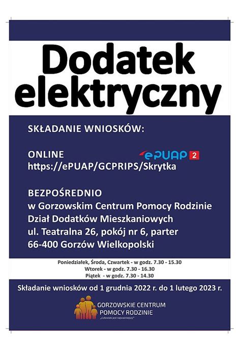 Wniosek O Dodatek Elektryczny Gorzowskie Centrum Pomocy Rodzinie