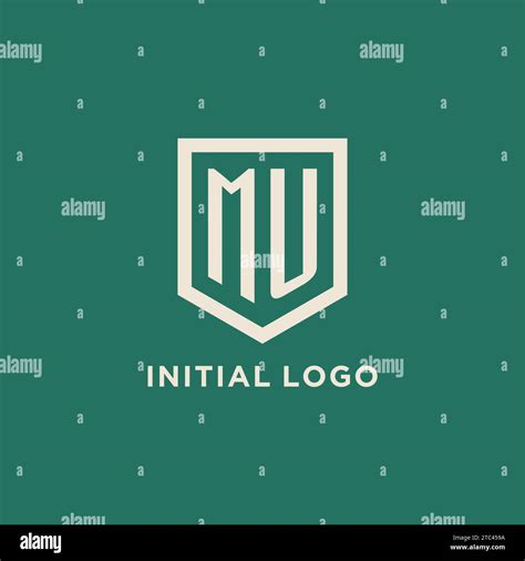 MU Initial Logo Monogram Shield Geometric Shape Design Vector Graphic