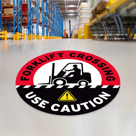 Forklift Crossing Use Caution Floor Decal Excelmark