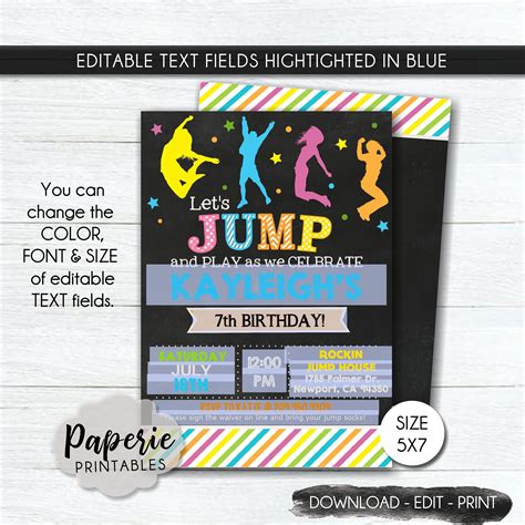 Girl Lets Jump Birthday Invitation Birthday Party Etsy