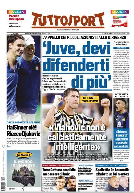 Prima Pagina Tuttosport “juventus Devi Difenderti Di Più” Pianeta Milan