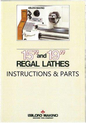 Manual For Leblond Makino Machine Regal Lathes And