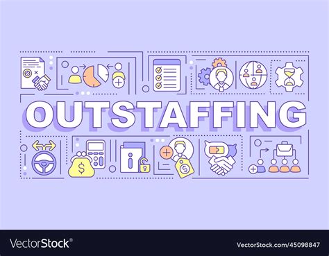 Outstaffing Word Concepts Purple Banner Royalty Free Vector