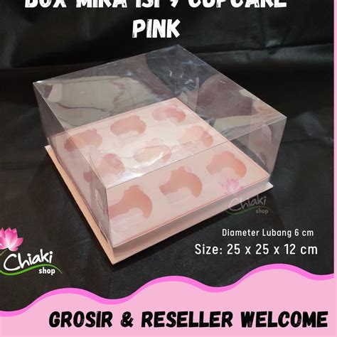 Jual Rpwl Box Mika PINK Uk 25 X 25 X T 12 Cm Cupcake Isi 9 Cake