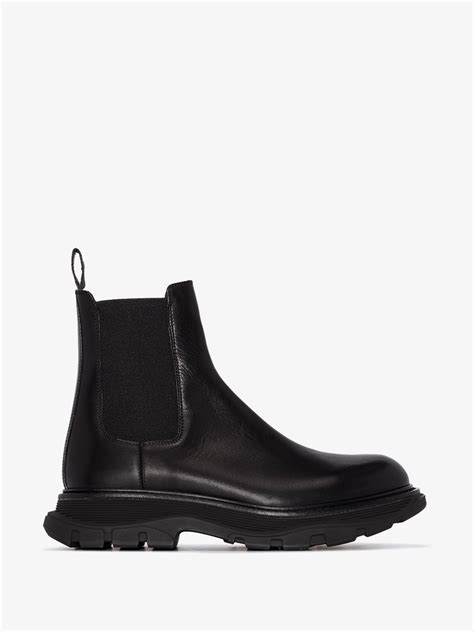 Alexander McQueen Black Tread Slick Chelsea Boots Browns