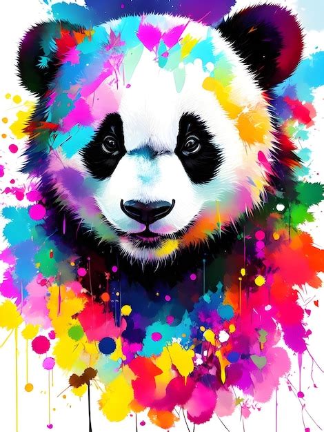 Premium Photo | A colorful panda painting with a panda head.